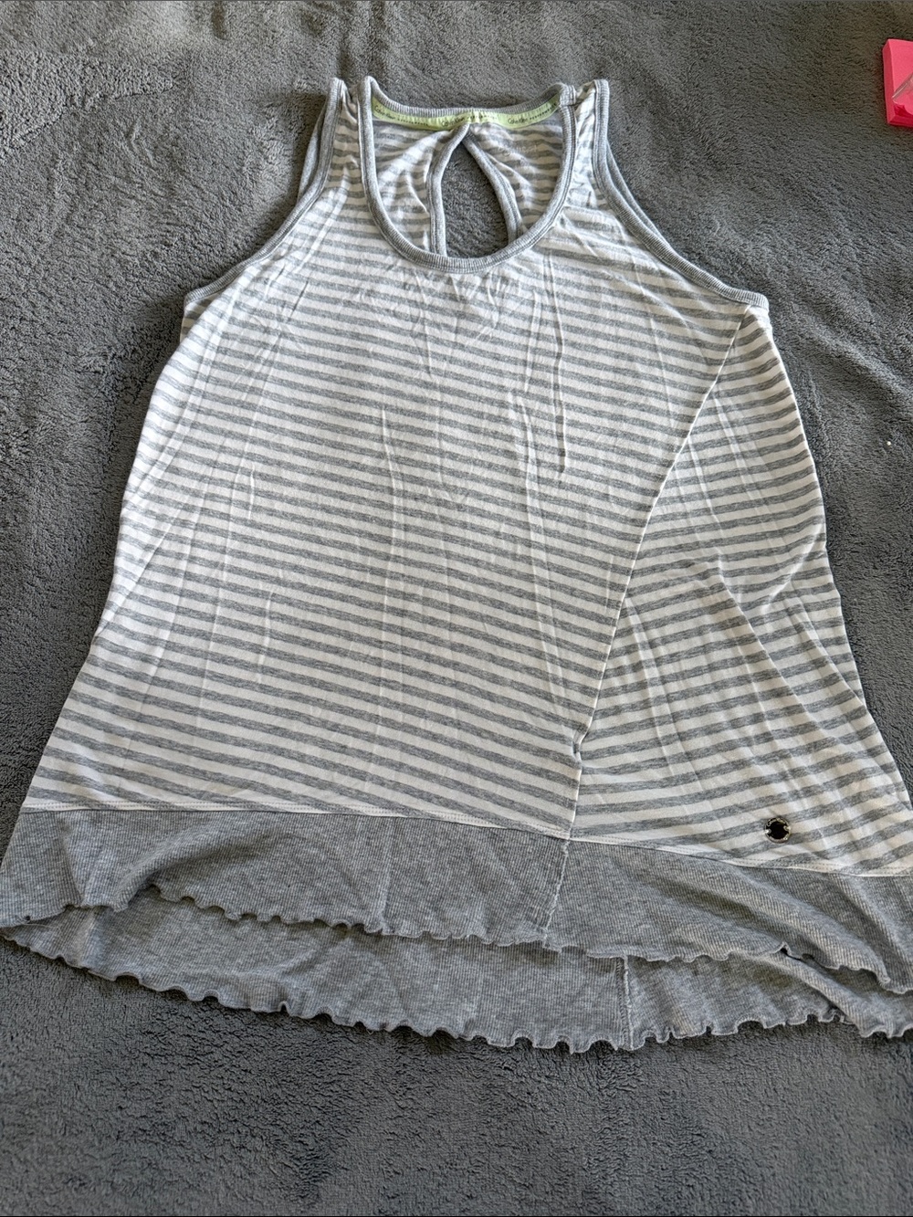 Calvin Klein Gray & White Striped Racerback Tank